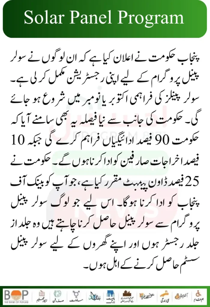 Punjab Govt Launch Solar Panel Scheme For Poor People 2024