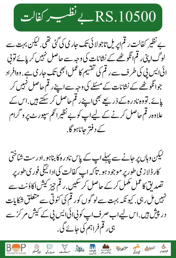 Benazir Kafalat's Amount