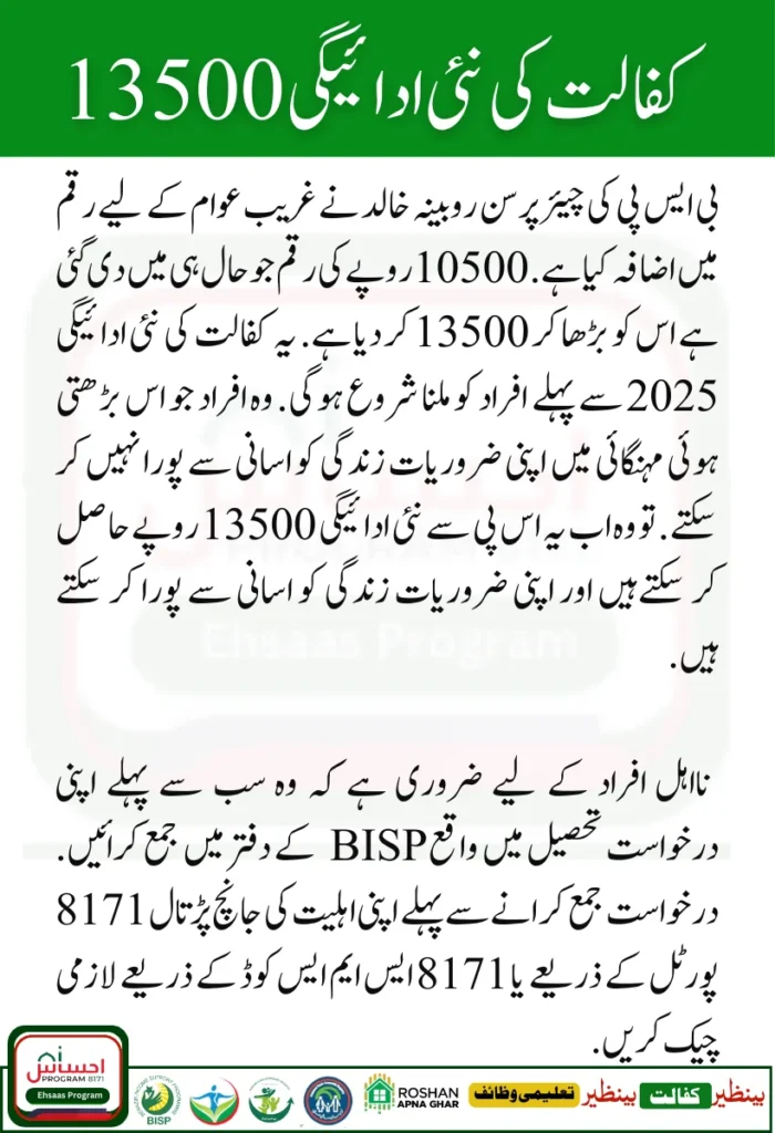 Benazir Kafalat 13500 New Installment