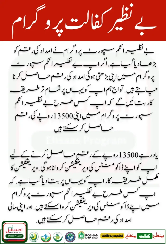 Benazir Income Support Programme Installment Increase 13500 Stipend Document Verification Procedure Start 2025