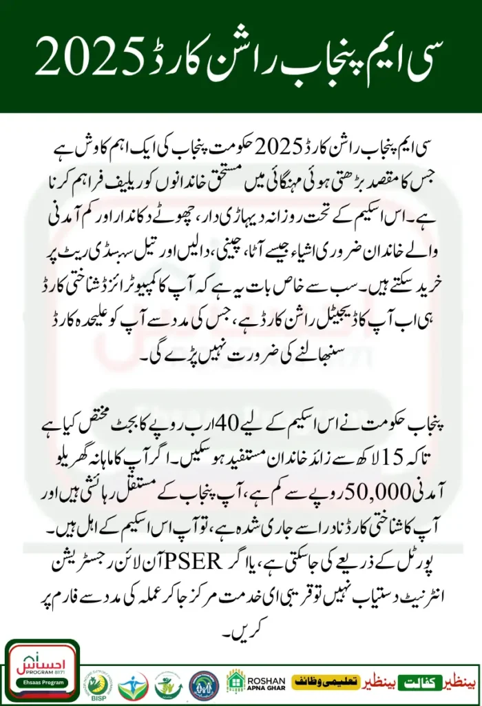 CM Punjab Ration Card 2025