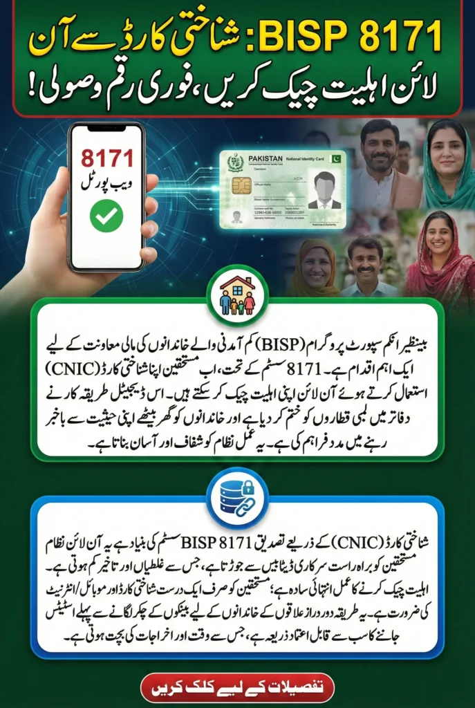 BISP 8171 Payment Eligibility Check Online CNIC Verification for Beneficiaries