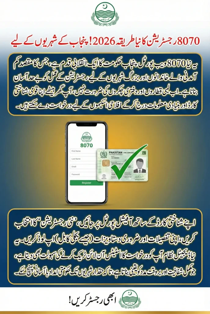 8070 Web Portal 2026 Registration Method Upgrade For Punjab Citizen Step by Step GuideΒ