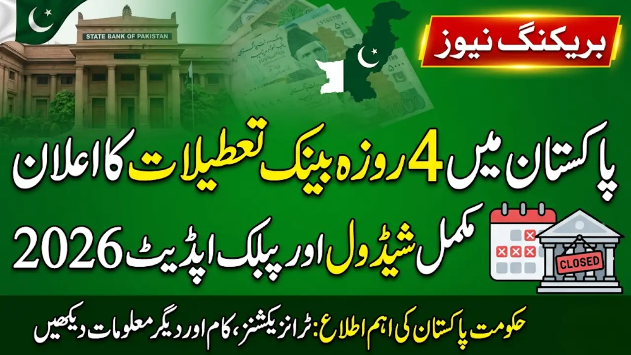 4-Day Bank Holidays Announced in Pakistan Full Schedule and Public Update 2026
