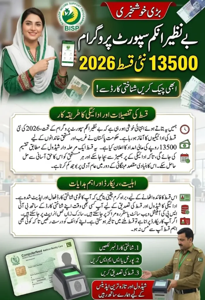 BISP 13500 New Payment Schedule 2026 – Check Latest Installment Updates Using Your CNIC